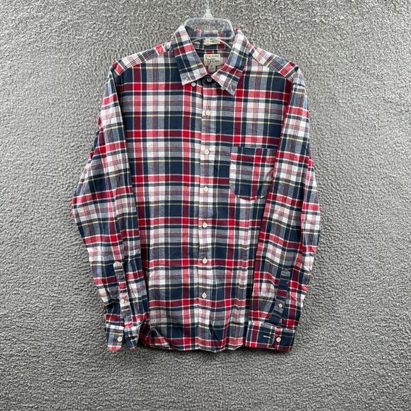 J Crew Men Indian Madras Plaid Shirt Medium Preppy Heritage Lightweight Slim Fit - Picture 1 of 8